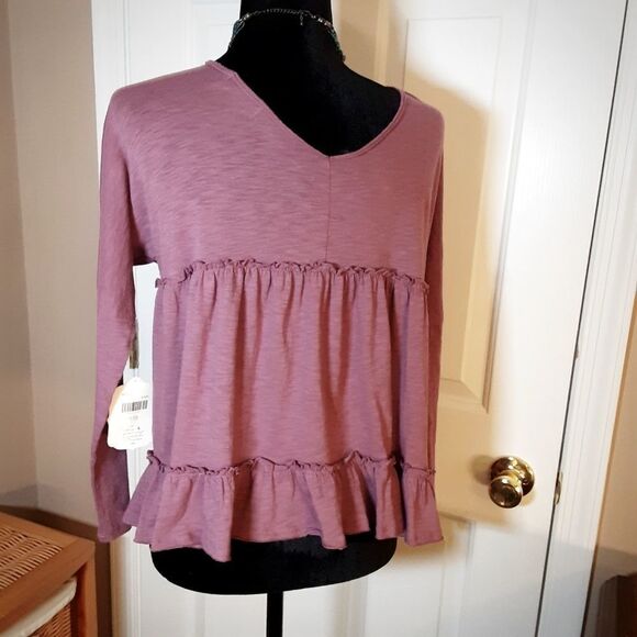 ALTAR'D STATE Top Purple Ruffled Casual‎ Shirt sz S to L - Picture 2 of 6